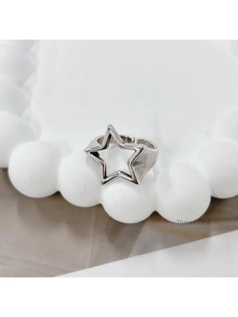 Y2K Hollow Star Open Band Statement Ring Punk Stainless Steel Chunky Gothic